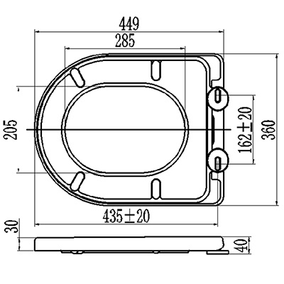 toilet lid size u shape